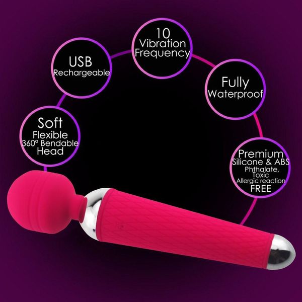 Masseur sexuel pour adultes, jouets sexuels pour femmes, vibrateur de clitoris Oral, Rechargeable par USB, baguette magique, masseur de point G 02