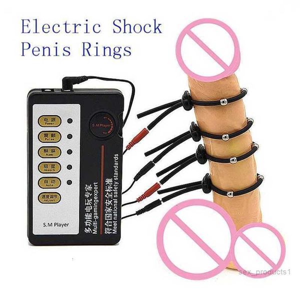 sex massagerSex Toy masseur produits chocs électriques anneaux de pénis impulsion corps jouets sur le thème retarder l'éjaculation pour hommes MasturbationOX88