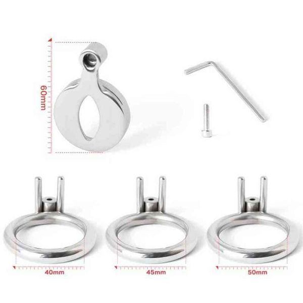 Sexo NXYCockrings Dispositivo de castidad masculino súper pequeño Jaula de acero inoxidable con tornillos Anillo para el pene Juguetes BDSM Bondage Fetiche polla 1124277A