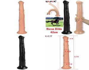 Dildos de produits sexuels 42 cm Dildo de cheval à cheval pour animaux longs réalistes pour femmes lesbien anal grande ceinture d'aspiration énorme sur pénis érotique adulte à 9942497