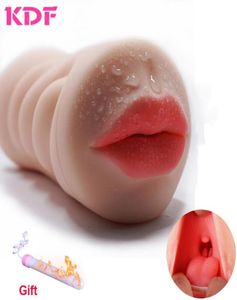 Produits sexuels Man masturbateur oral artificiel vagin réel jouet de chatte pour hommes masturbateurs masculins avec chauffage usb toys sexuels pour hommes y1819661431