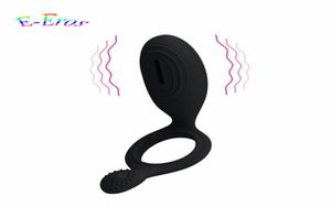 Productos sexuales Men039s Anillo vibratorio de silicona para pene Anillo de pene de larga duración con vibrador de clítoris Juguete sexual para pareja259v9931883