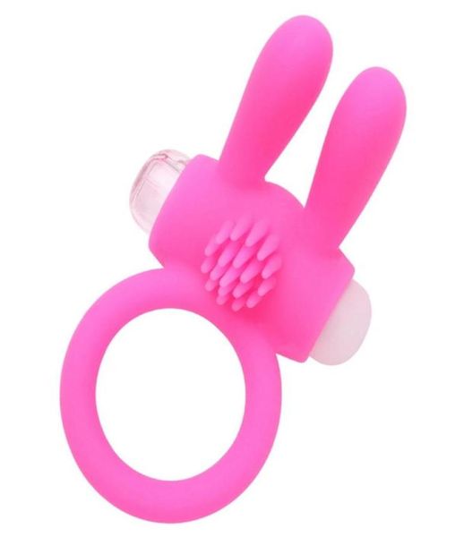 Produits sexuels Pinis Anneaux Vibrator Toys Animal Rabbit Power Power Cock Ring Silicone vibratrice Bonnes Pink Blue Black4872594