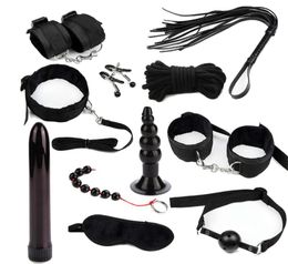 Sekproducten Slave Anal Vibrator Set BDSM Bondage Masker Flirt Toys Hands Mond Gag Touw Kappplug Glas Glas Sekspeeltjes voor koppels Y181022836396