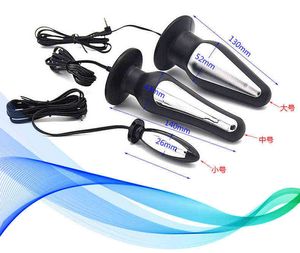 NXY Sex Pump Toys Descarga eléctrica Manga del pene y enchufe anal Pulso Corriente Pene Ejercicio Prostata Masaje Juguetes sexuales 1125