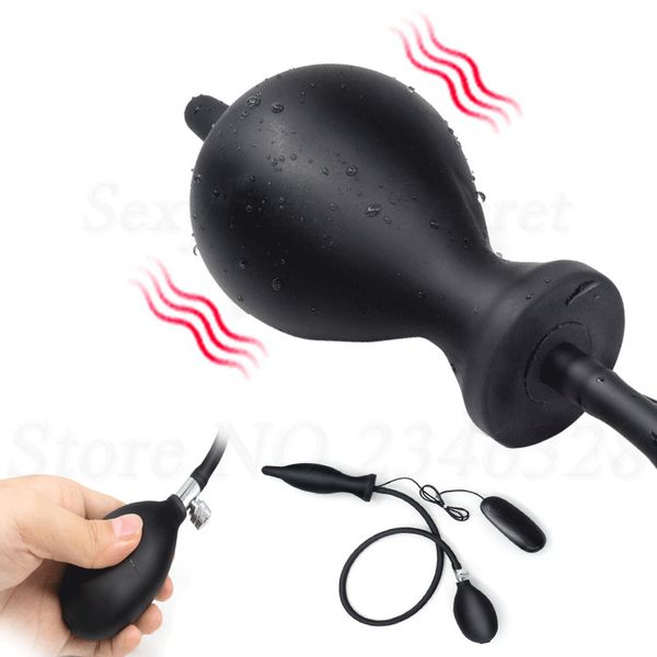 Sex Shop 10 Vitesses Vibrant Gonflable Big Butt Plug Énorme Anus Gode Vibrateur Pompe Extensible Anal expander Sex Toy Pour Les Couples MX191228