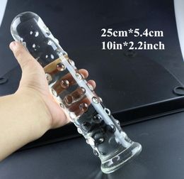 Sex-shop 25cm de grandes particules stimulent un énorme gode en verre G