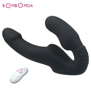 Sex Strapless Strap-on Dildo Vibrators voor Vrouwen Dubbele hoofden Vibrerende Penis Lesbische Erotische Speeltjes voor Volwassen Speeltjes voor Koppels 240130