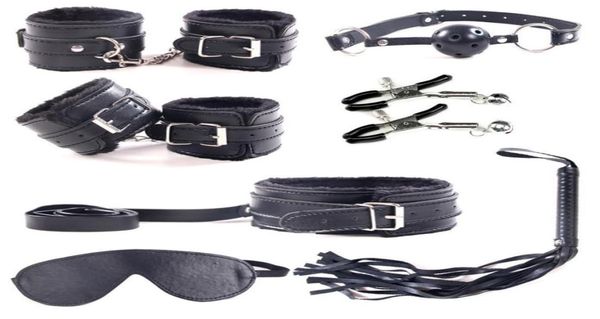 Outils de sexe Shop Produits de sexe 7 pcSset jeu jeu en cuir adulte sexy toys bdsm fetish bondage harnais kit sextoys for couples y14173176