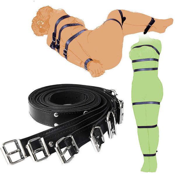 Chasteté de jouets sexuels 7pcs / ensemble de garantie en cuir Bondage de la carrosserie réglable BDSM HARNESS ESSAVE Flirt Rogue Rope Adulte Toys for Couples Best Quality