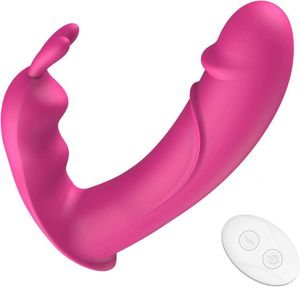 Vibromasseur lapin clitoridien jouet sexuel pour femme plaisir stimulateur de clitoris point G télécommande sans fil avec 10 vibrations puissantes portable 76GJ