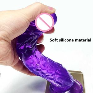 Consolador de juguete sexual 21 4CM erótico suave gelatina Anal Butt Plug pene realista fuerte ventosa juguetes para adultos punto G para mujer