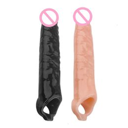 Sex toy Masseurs électriques masager 28 cm long manchon d'extension réutilisable retard éjaculation anneaux de coq Dick produits de massage de la prostate pour VK2E