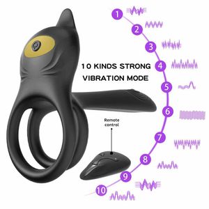 Seksspeeltje voor de mens 10 Frequentie Penisring Cock Vibrator Voor Paar Mannen Draadloze Afstandsbediening Cockring Vaginale Stimulator Massager