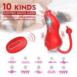 Massaggiatore giocattolo del sesso 10 frequenze di vibrazione stimolazione del punto G Dual Shock uova che saltano rose giocattoli femminili