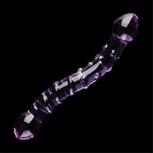 Sex Toy Massager 180x30mm Glas Sex Toys Double Head Dildo Crystal Penis Anal Butt Plug Vagina Vrouw Male Gay Masturbation