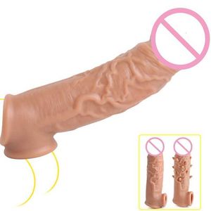 Seksspeeltje stimulator 2 Types 16cm Penis Extender Mouw Herbruikbare Lock Sperma Ring Vertraging Ejaculatie Speelgoed voor Mannen Producten koppels
