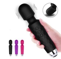 Masajeador de juguete sexual 20 modos Personal inalámbrico recargable potente portátil Mini Av juguete para adultos varita vibradora Massager9575385