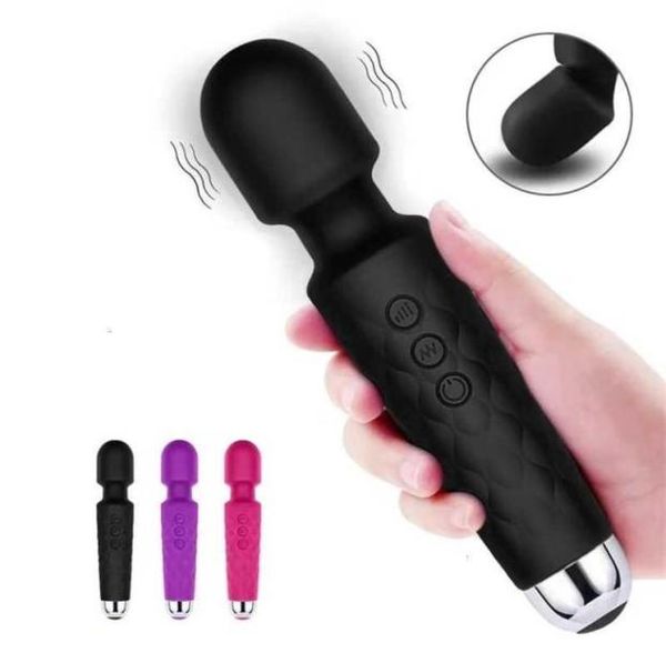 Masajeador de juguete sexual 20 modos Personal inalámbrico recargable potente portátil Mini Av juguete para adultos varita vibradora Massager7881474