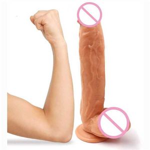Masajeador de juguete sexual para mujer, vibrador enorme realista de 27cm, pene de silicona con ventosa, sensación de piel, juguetes vaginales para adultos