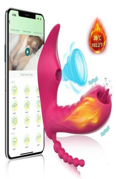 Sex Toy Masseur 3 en 1 Bluetooth App Gode Vibrateur Femelle Télécommande Sans Fil Sucker Clitoris Stimulateur Jouets pour Femmes Coup1418948