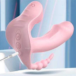 Sexspielzeug-Massagegerät, 3-in-1, Saugvibrator, Höschen für Frauen, vibrierender Sauger, Anal-Vagina-Klitoris-Stimulator, tragbar, oraler Sauger, Erotik