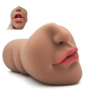 Sex toy masseur 3D bouche pipe mâle masturbateur vraie gorge profonde tasse orale avec langue dent vagin artificiel jouets pour hommes