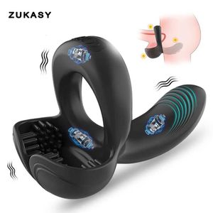 Sex Toy Massager 4 in 1 Cock Ring Perineum Testicles Vibrator Delay Ejaculation Erection Penis Toys for Men Penisring Couples