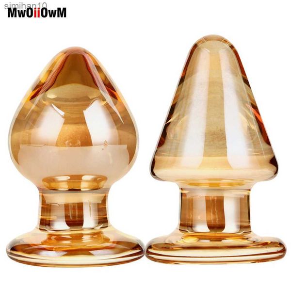 Juguete sexual masajeador 55 mm Gran Crystal Butt Plug Vagina Ball Big Pyrex Glass Anal Dildo Bead Fake Pene Adulto Masturbarse para Mujeres Hombres Gay L230518