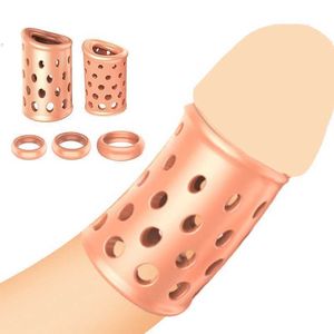 Sex Toy Masseur 5pcs / set Cock Ring Pénis Prépuce Anneaux Retard Temps Verrouillage Sprem Chasteté Cage Agrandissement Érotique pour Hommes Adulte Boutique