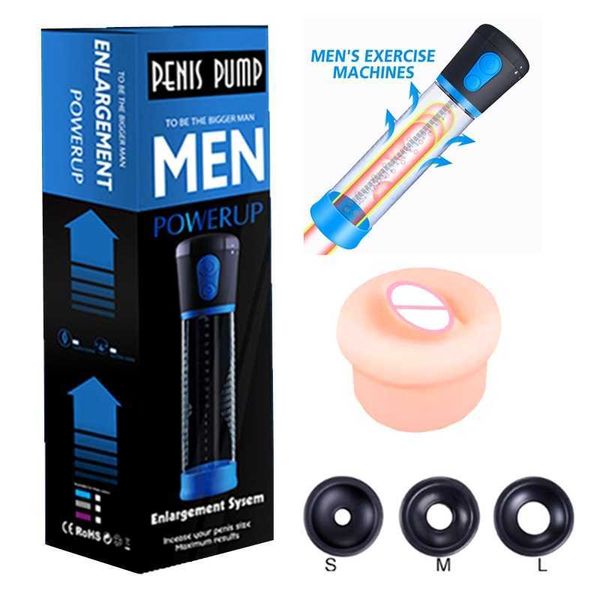 Masajeador de juguete sexual para hombres, bomba automática de pene, alargador de manga, extensor de agrandamiento eléctrico recargable por Usb, juguetes de vacío