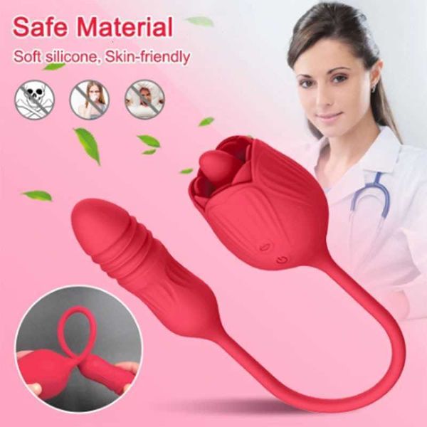 masajeador Juguete sexual Masajeador Vibrador de rosas multifuncional Clítoris Lengua Lamiendo Consoladores Masturbación femenina y juguetes de estimulación oral