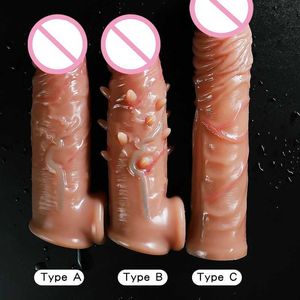 Sekspeelgoed Massager Massager Massager Realistische penishoes zachte extender Siliconen Male speelgoed Herkbruikbare pikbedekking Vertraagde ejaculatie