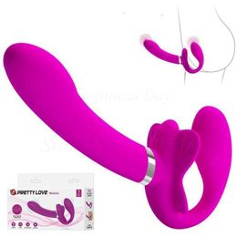 Sex Toy Masseur Adulte Nouveau 12 Modes Double Vibrant G-spot Stimulateur de Clitoris Collier en perles Sans Bretelles Strapon Gode Vibrateur pour Femmes Lesbiennes