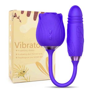 Juguete sexual Masajeador Juguetes sexuales Silicona Mujeres Clítoris femenino Estimulación del clítoris Lamiendo Succión Rosa Vibrador con punto g Empuje Consolador