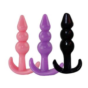 Jouet sexuel masseur Plug Anal perles ergonomiques drôles masseur Transparent gros fesses pour Couple jouet