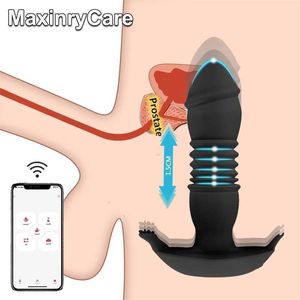 Juguete sexual, masajeador, vibrador Anal, Control inalámbrico por aplicación, consolador telescópico, estimulador de próstata masculino, tapón Anal para hombres