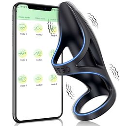 Seksspeeltje Massager App Bluetooth Vibrerende Cockring Penis Vibrator Vertraging Ejaculatie Speelgoed voor Mannen Paar Penisring Dick Sleeve