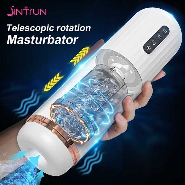 Masajeador de juguete sexual, masturbador masculino automático, taza de masturbación vaginal telescópica giratoria con succión para hombres, máquina de succión con rotación