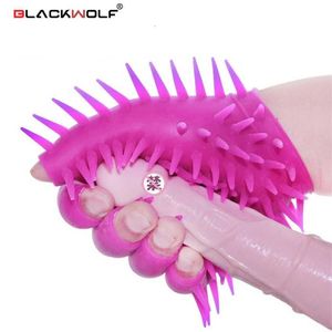 Seksspeeltje Massager Black Wolf Spike-handschoenen voor mannelijke masturbatie Erotische vingervibrator Koppels Producten Man