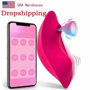 Juguete sexual masajeador Bluetooth mariposa usable clítoris Sucker Us almacén bragas vibrador aplicación remota consolador de Control para mujeres