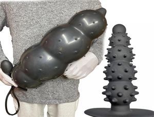 Masajeador de juguete de sexo Diámetro de 13 cm Conectado anal de partícula inflable con 5 cuentas columna de silicona incorporada en gran dilator 6226130