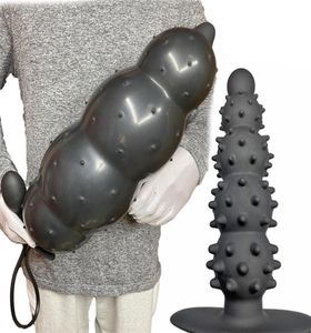 Seksspeeltje Massager Diameter 13 cm Opblaasbare Dildo Deeltje Anale Plug met 5 Kralen Ingebouwde Siliconen Kolom Enorme Kont Kont dilatator5890451