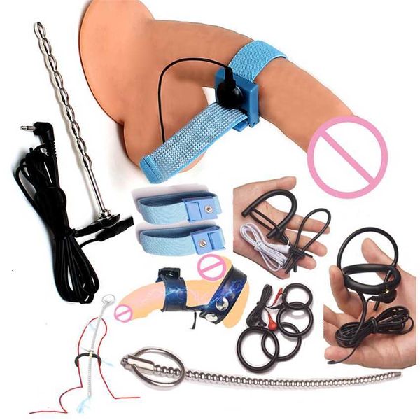 Jouet sexuel masseur électrique pour hommes pénis anneau de coq e Stim e-stim Estim Bdsm électro choc gland électrosexe électrostimulation