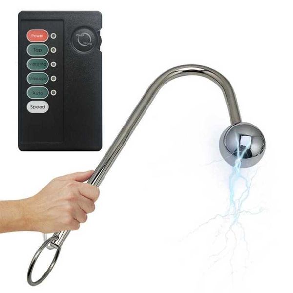 Juguete sexual, masajeador, descarga eléctrica, gancho Anal, juguetes de acero inoxidable para hombre, dilatador de trasero de Metal, Dispositivo de Castidad de próstata, ano, Bdsm