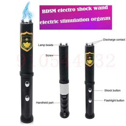 Sex Toy Massager Electro Shock Wand avec lampe de poche Led Stimulation électrique Mamelon Clitoris Massage Masturbation Stick Sm Jeux pour adultes Jouets