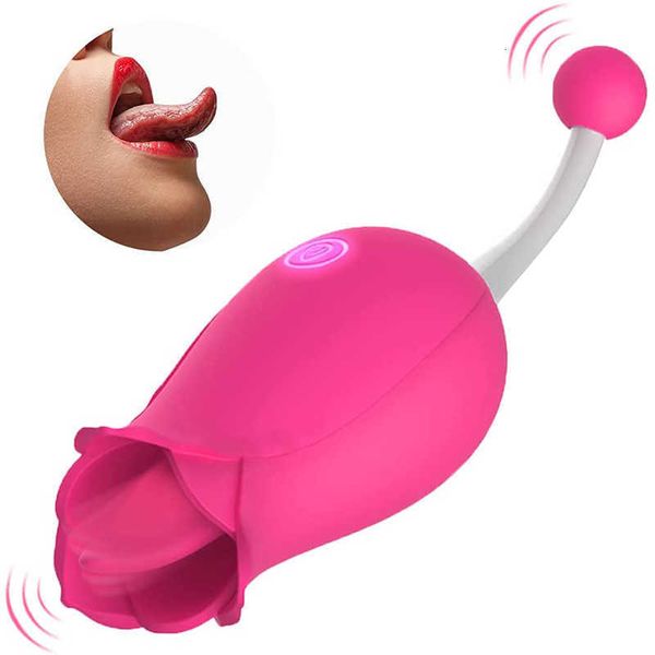 Juguete sexual masajeador lengua femenina vibrador para lamer masturbador multifrecuencia estimulación del punto G romántico dulce mango secreto rosa