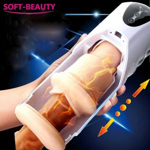 Sex toy masseur entièrement automatique mâle masturbateur tasse télescopique succion Machine chauffage pipe réel vagin chatte jouets pour hommes avion