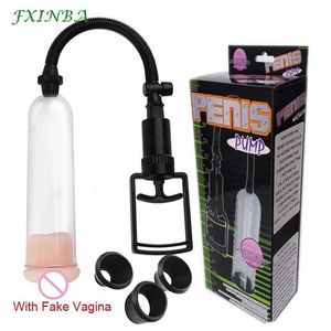 Juguete sexual masajeador FXINBA 18,5 cm bomba de pene de vacío masculino extensor Manual potenciador pene juguetes adultos para hombres masturbador erección 64P2