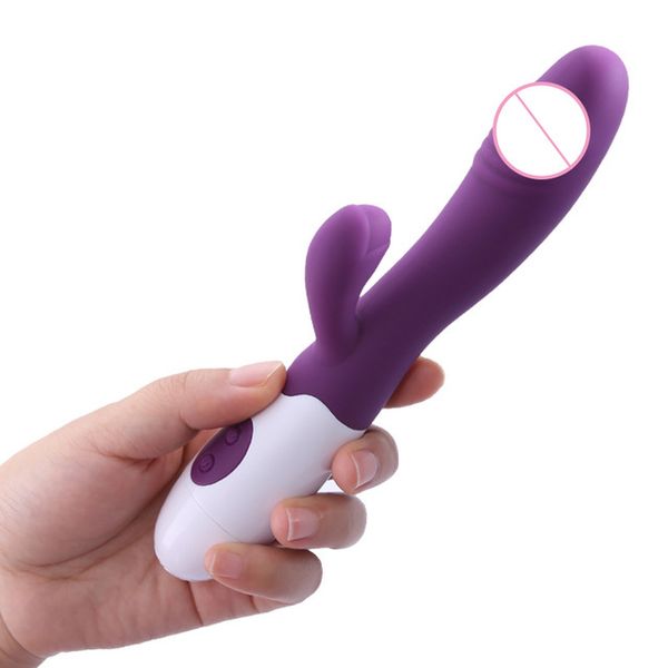 Juguete sexual masajeador punto G consolador con vibración doble conejo vibrador para impermeable r masajeador de clítoris vaginal juguetes atractivos para mujeres